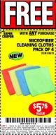 Harbor Freight FREE Coupon MICROFIBER CLEANING CLOTHS PACK OF 4 Lot No. 57162/63358/63925/63363 Expired: 5/1/17 - FWP
