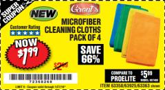 Harbor Freight Coupon MICROFIBER CLEANING CLOTHS PACK OF 4 Lot No. 57162/63358/63925/63363 Expired: 1/27/18 - $1.99