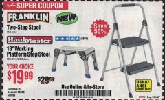 Harbor Freight Coupon 18" WORKING PLATFORM STEP STOOL Lot No. 62515/66911 Expired: 7/31/20 - $19.99