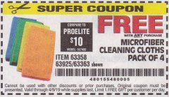 Harbor Freight FREE Coupon MICROFIBER CLEANING CLOTHS PACK OF 4 Lot No. 57162/63358/63925/63363 Expired: 1/19/19 - FWP