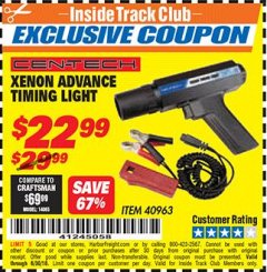 Harbor Freight ITC Coupon XENON ADVANCE TIMING LIGHT Lot No. 40963 Expired: 6/30/18 - $22.99