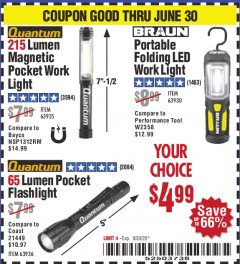 Harbor Freight Coupon FLASHLIGHTS Lot No. 63936, 63935, 63930 Expired: 6/30/20 - $4.99