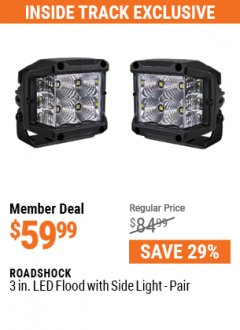 Harbor Freight ITC Coupon 3 IN. LED FLOOD WITH SIDE LIGHT - PAIR Lot No. 57539 Expired: 7/29/21 - $59.99