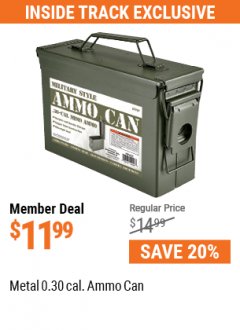Harbor Freight ITC Coupon METAL 0.30 CAL. AMMO CAN Lot No. 57767 Expired: 7/29/21 - $11.99