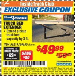 Harbor Freight ITC Coupon TRUCK BED EXTENDER Lot No. 69650 Expired: 5/31/19 - $49.99