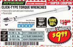 Harbor Freight Coupon TORQUE WRENCHES Lot No. 2696/61277/807/61276/239/62431 Expired: 2/28/19 - $9.99