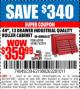 Harbor Freight Coupon 44", 13 DRAWER INDUSTRIAL QUALITY ROLLER CABINET Lot No. 62270/62744/68784/69387/63271 Expired: 1/18/15 - $359.99